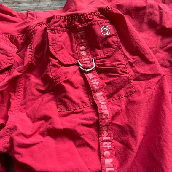 Zumba Pants Women's Large Y2K Cargo Straps Pink Coral Hooks Vintage Workout - Picture 3 of 11